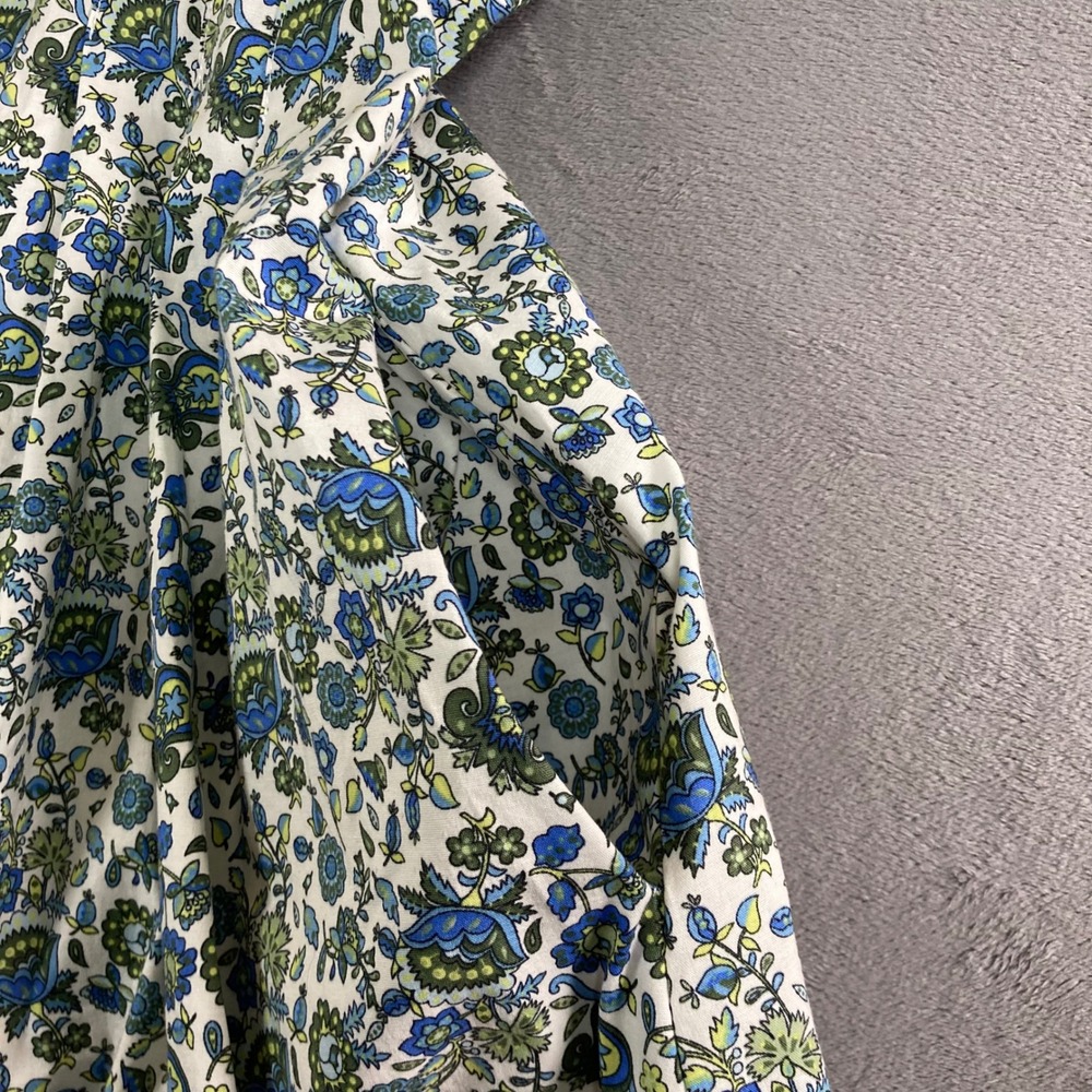 Exquise Janice Dress Blue Green Floral Paisley Button Front Shirt Dress Sz SP - Picture 3 of 9